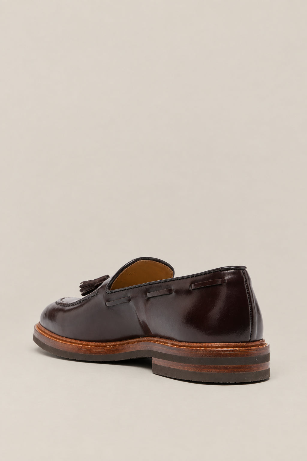 BRUNELLO CUCINELLI MEN'S DARK BROWN LEATHER TASSEL LOAFER SHOES