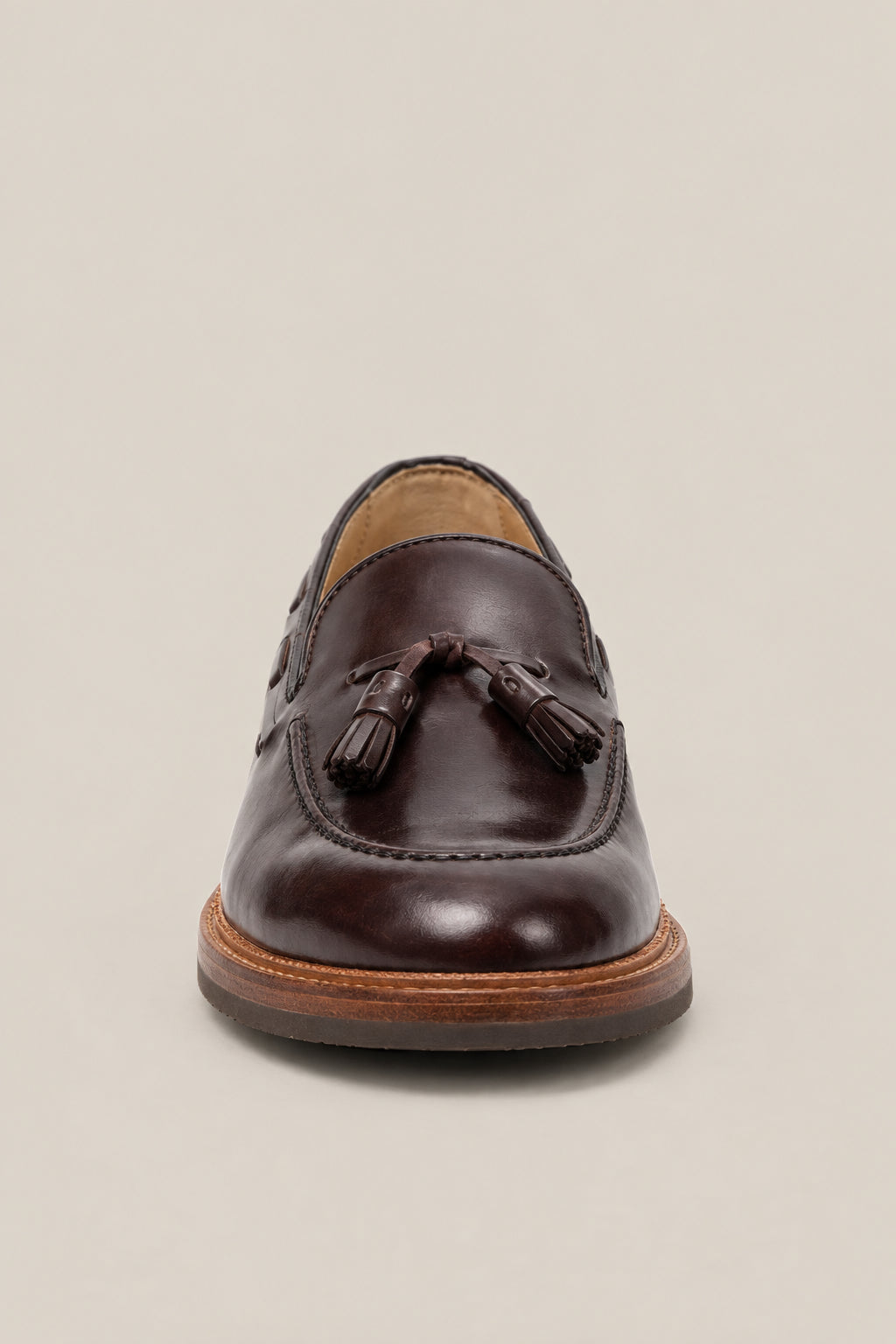 BRUNELLO CUCINELLI MEN'S DARK BROWN LEATHER TASSEL LOAFER SHOES