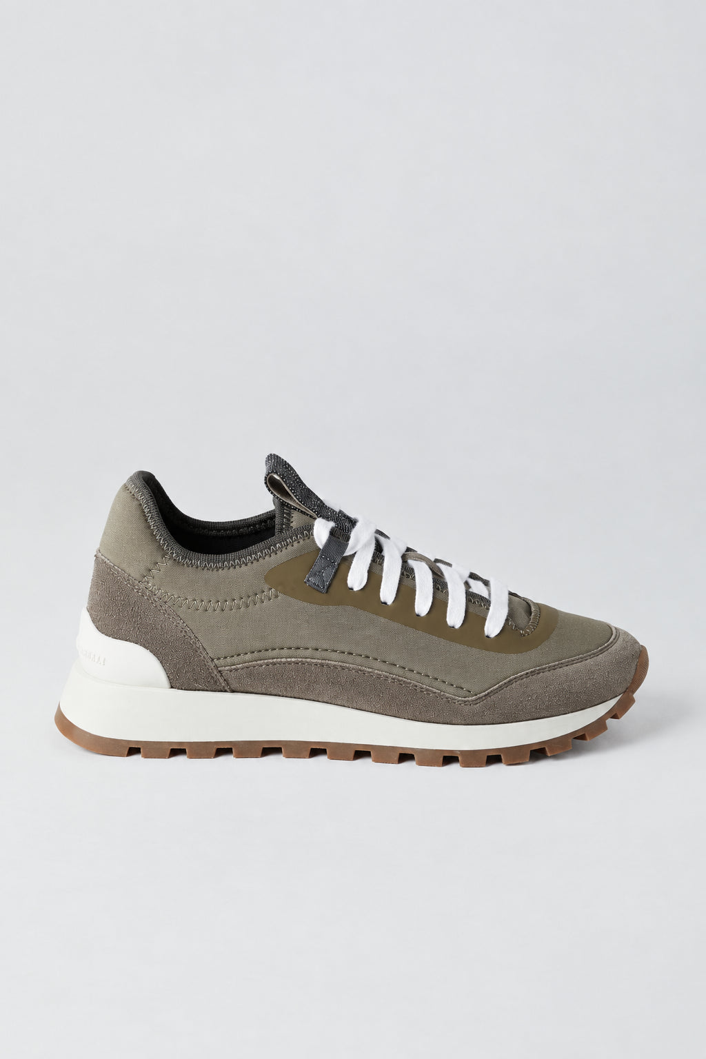 BRUNELLO CUCINELLI WOMEN'S DARK GREY LEATHER AND SUEDE SNEAKERS