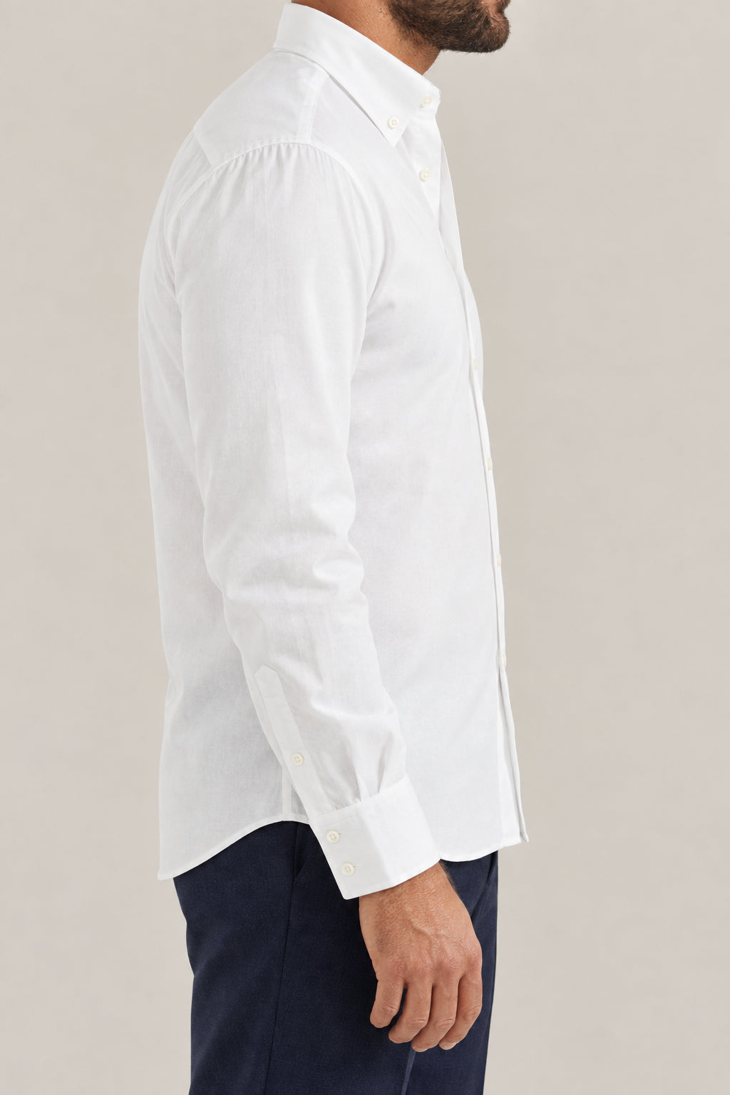BRUNELLO CUCINELLI MEN'S WHITE COTTON BUTTON DOWN SHIRT