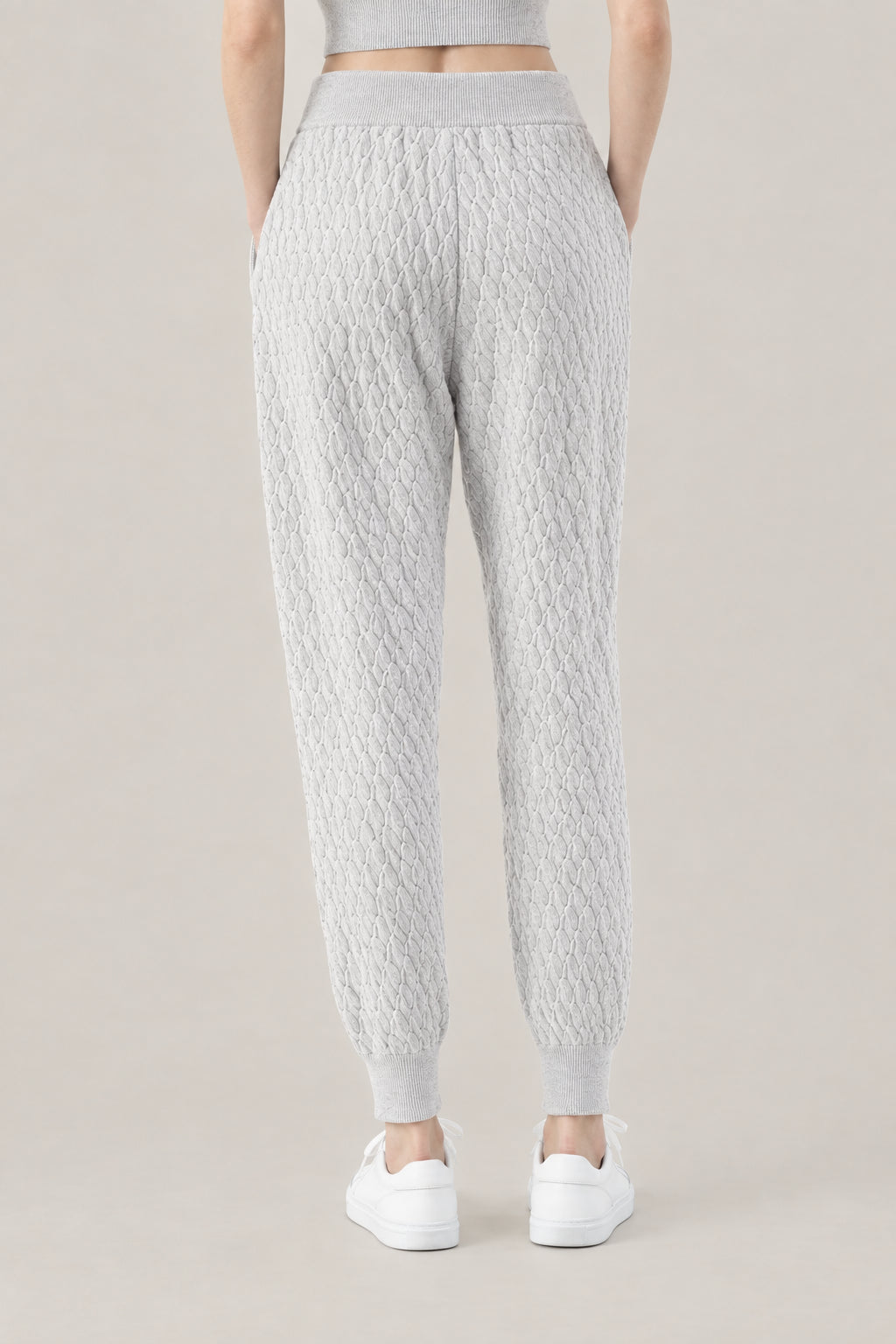 BRUNELLO CUCINELLI WOMEN'S FOG WOOL CABLE KNIT TAPERED PANTS