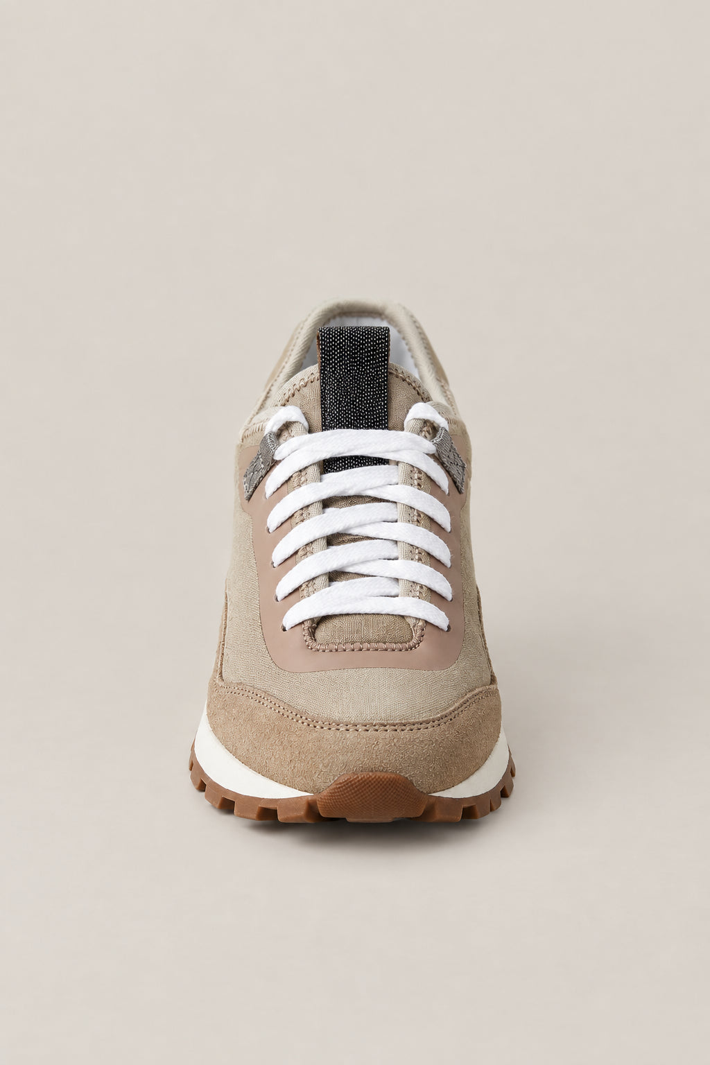 BRUNELLO CUCINELLI WOMEN'S WALNUT LEATHER SUEDE LOW TOP SNEAKERS