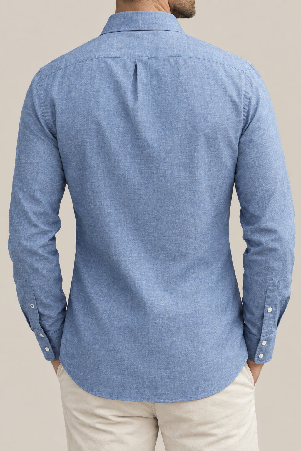 BRUNELLO CUCINELLI MEN'S LIGHT BLUE COTTON SHIRT