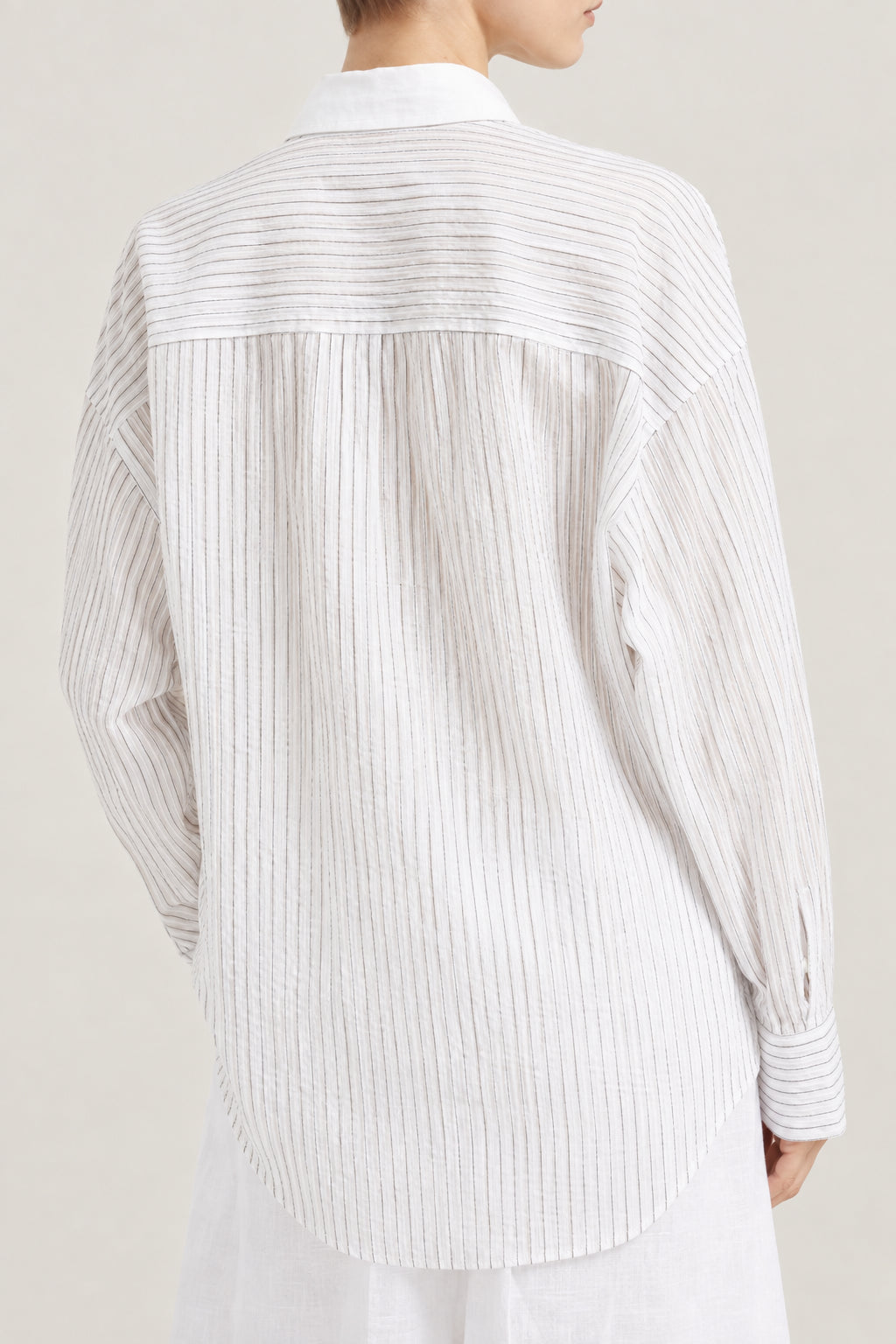 BRUNELLO CUCINELLI WOMEN'S WHITE STRIPED OVERSIZED SHIRT