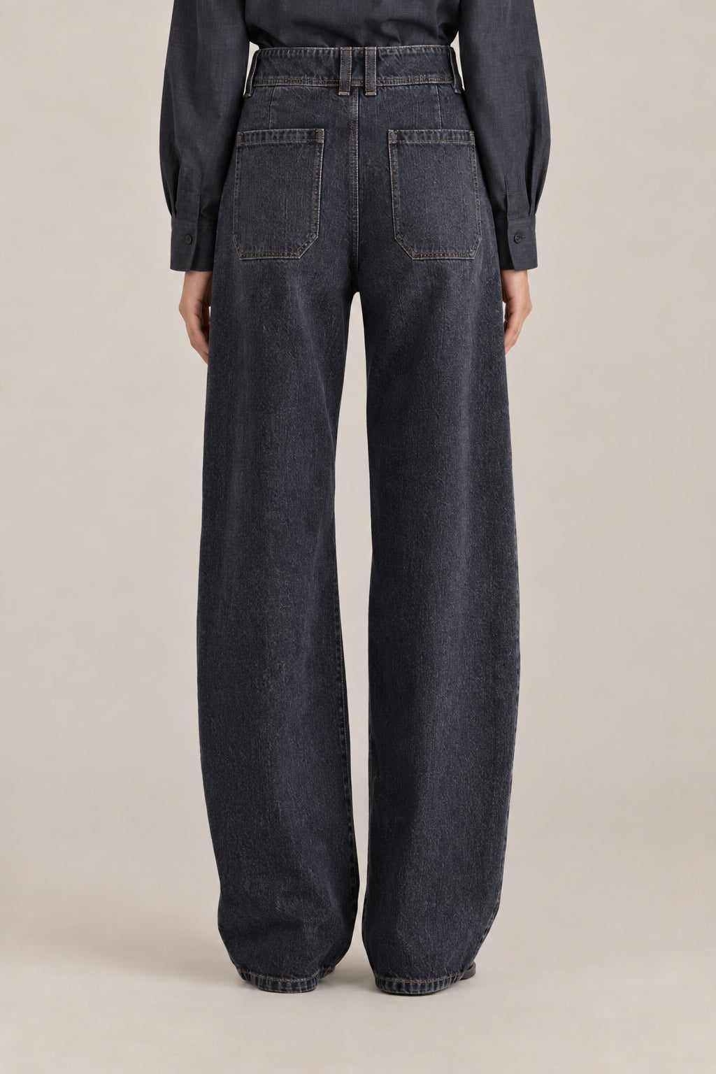 BRUNELLO CUCINELLI WOMEN'S BLACK STONE DENIM WIDE LEG PANTS