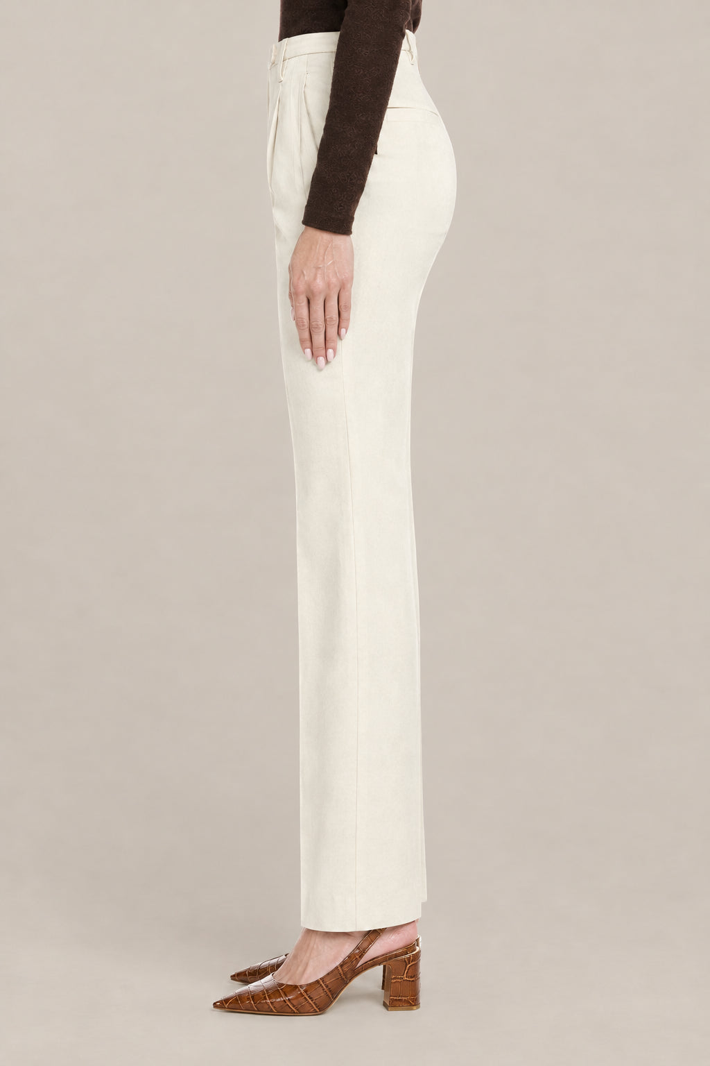 BRUNELLO CUCINELLI WOMEN'S IVORY TAILORED TROUSERS
