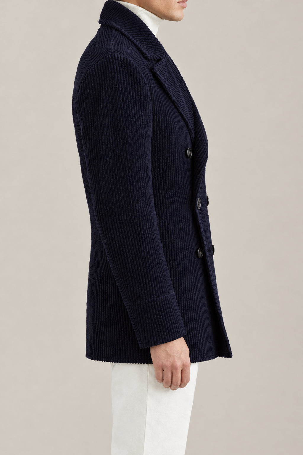 BRUNELLO CUCINELLI MEN'S COBALT WOOL DOUBLE BREASTED JACKET