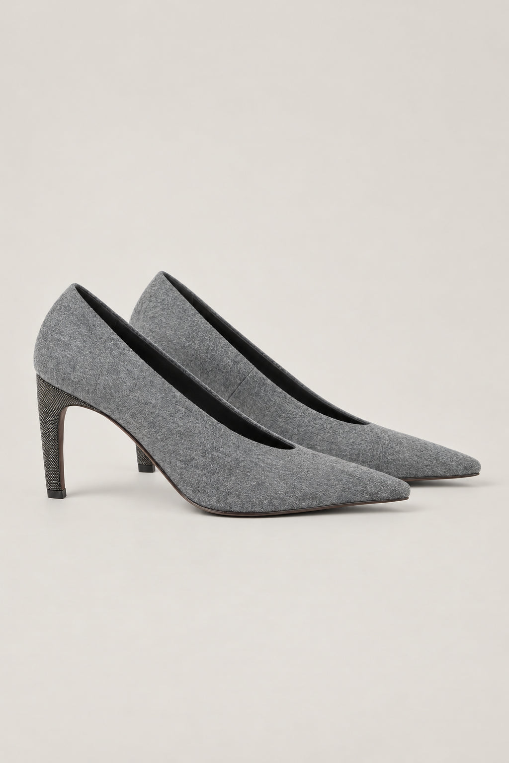 BRUNELLO CUCINELLI WOMEN'S GREY POINTED TOE HIGH HEEL SHOES