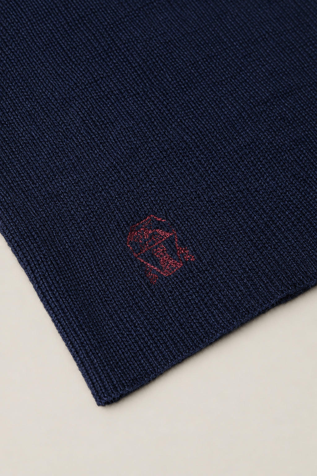 BRUNELLO CUCINELLI MEN'S NAVY DARK GREY WOOL KNIT SCARF