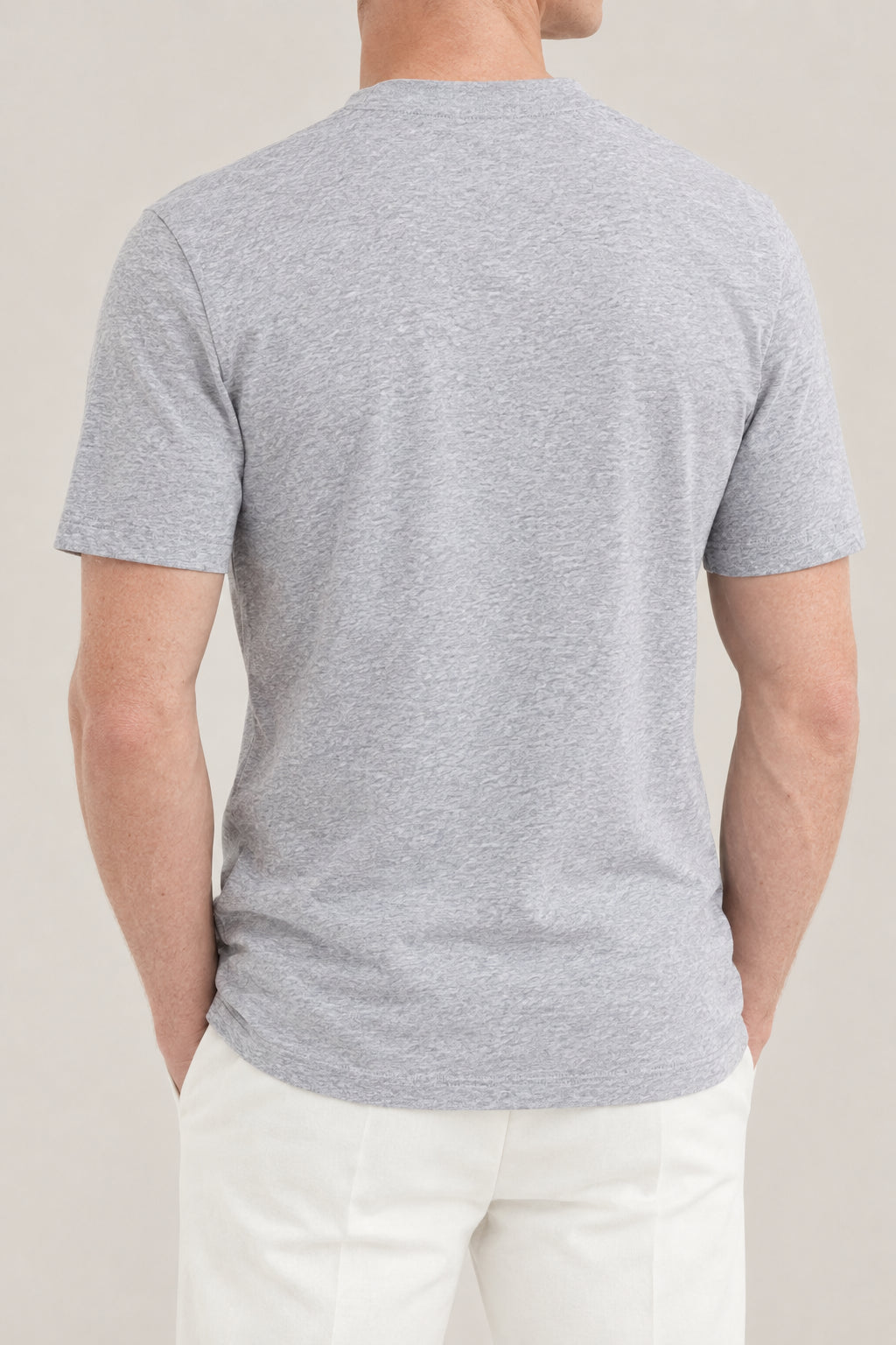 BRUNELLO CUCINELLI MEN'S GREY LOGO PRINT COTTON CREW NECK SHIRT