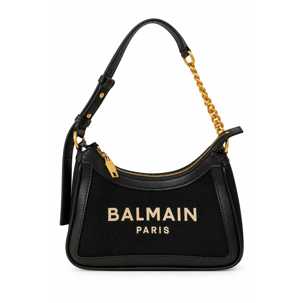 Balmain Black B-Army Logo Plaque Chain Shoulder Bag