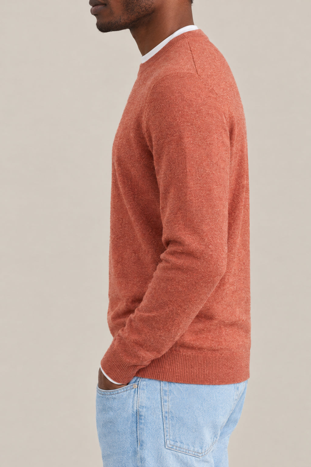 BRUNELLO CUCINELLI MEN'S LOBSTER WOOL CREW NECK SWEATER
