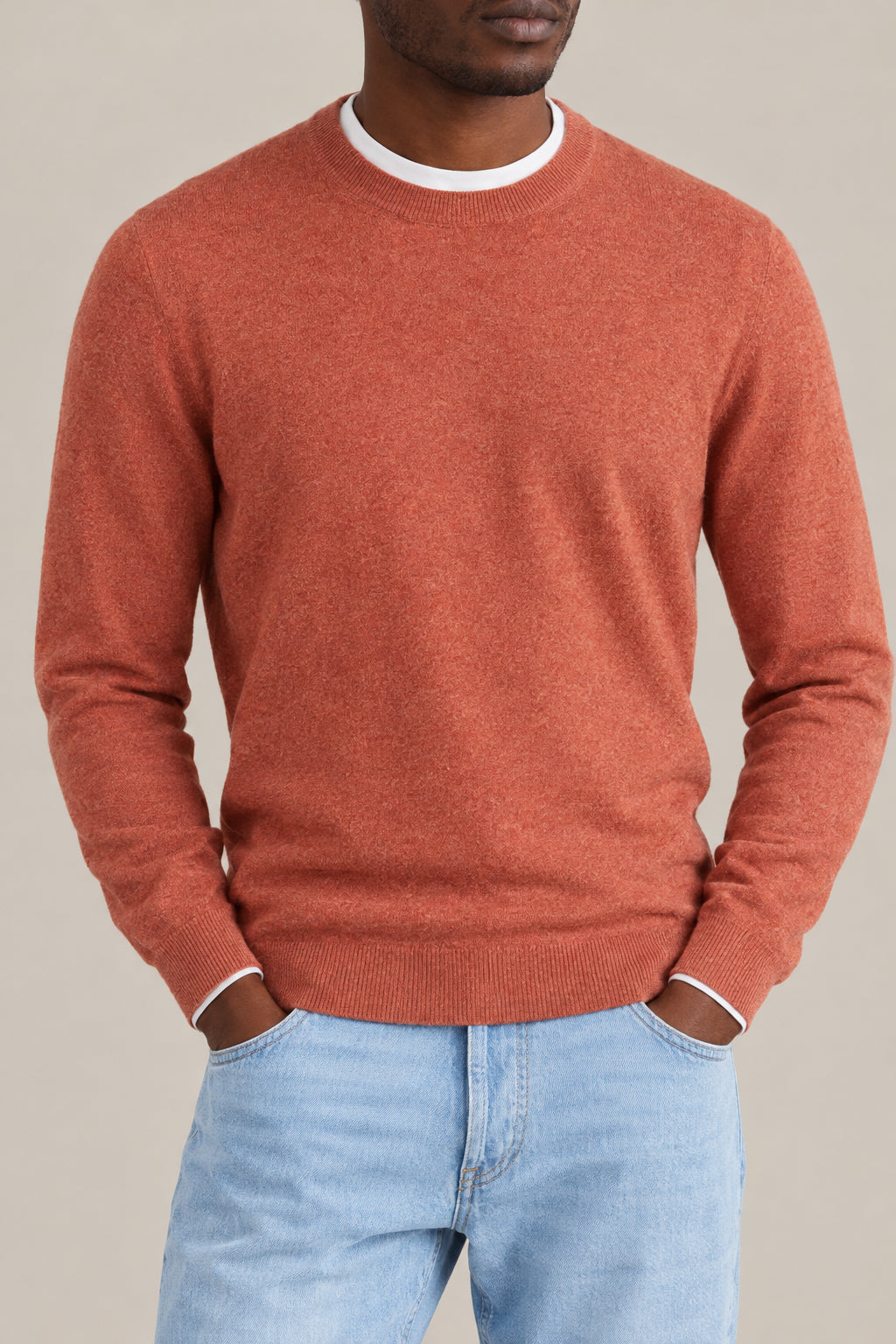 BRUNELLO CUCINELLI MEN'S LOBSTER WOOL CREW NECK SWEATER