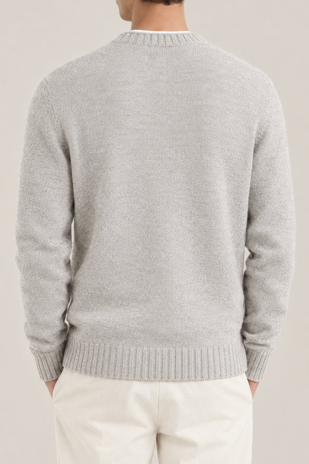 BRUNELLO CUCINELLI MEN'S STONE WOOL CREWNECK SWEATER