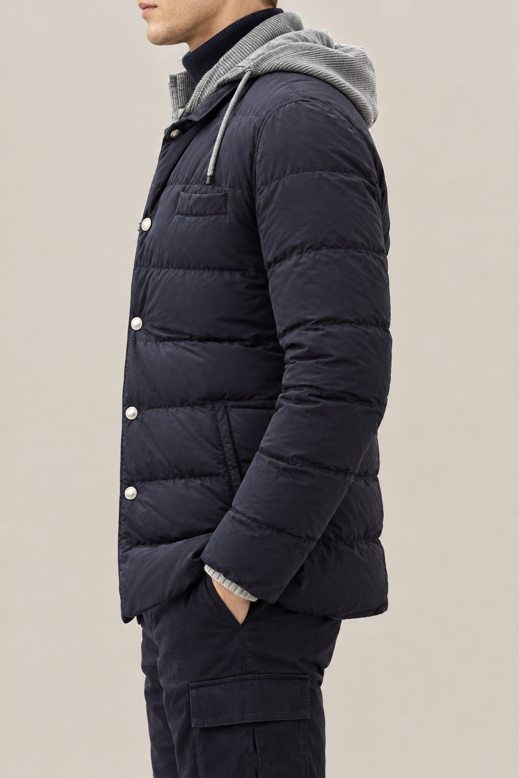 BRUNELLO CUCINELLI MEN'S NAVY QUILTED JACKET