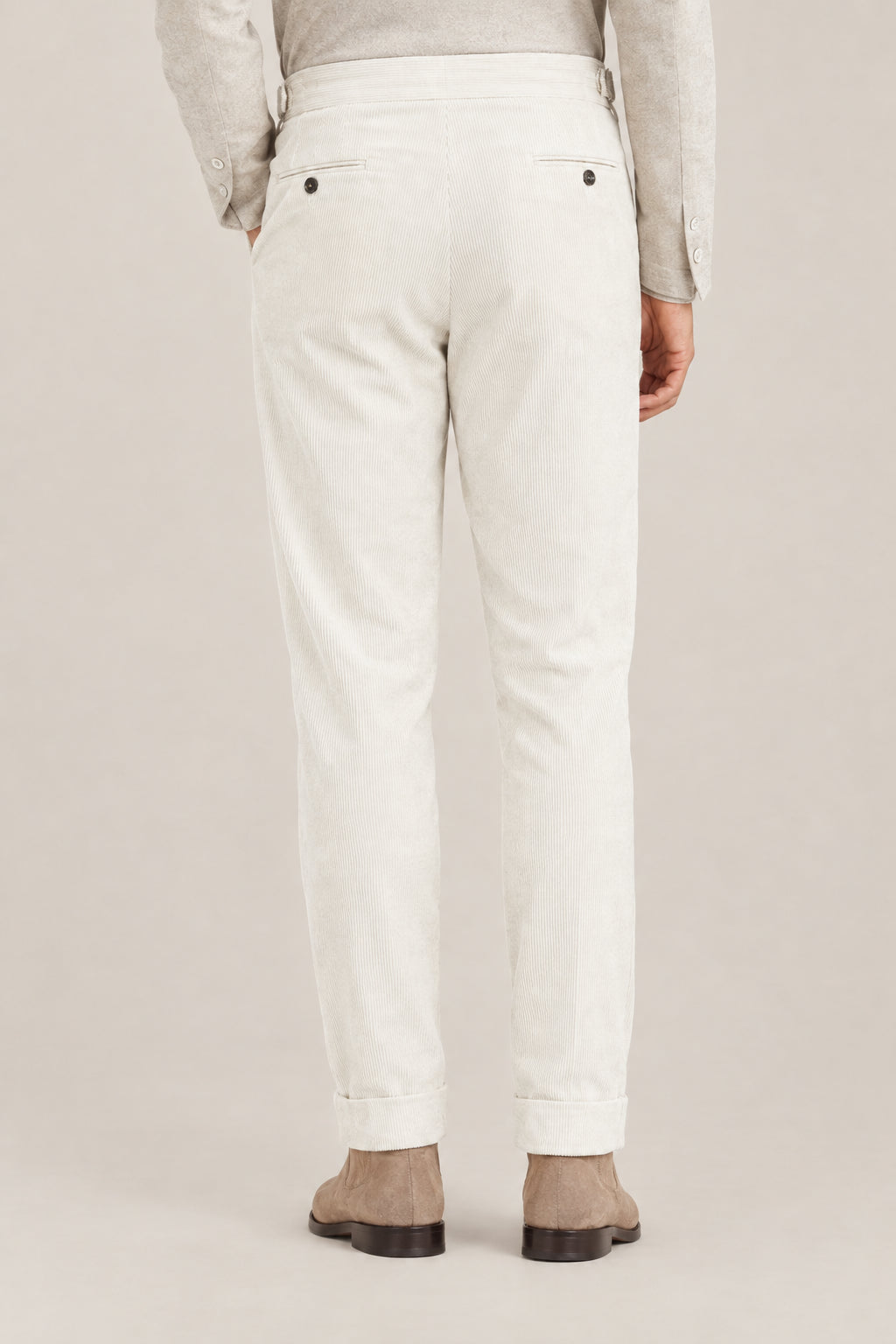 BRUNELLO CUCINELLI MEN'S TALC COTTON WOOL PLEATED TROUSERS