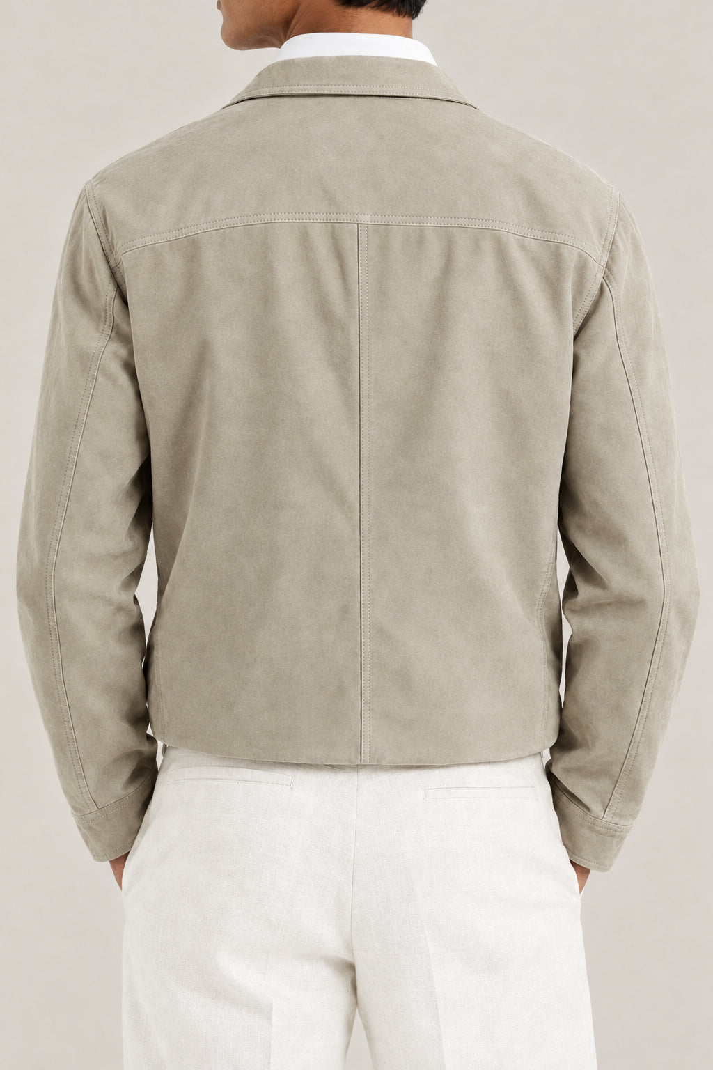 BRUNELLO CUCINELLI MEN'S JACKFRUIT LEATHER ZIP FRONT JACKET