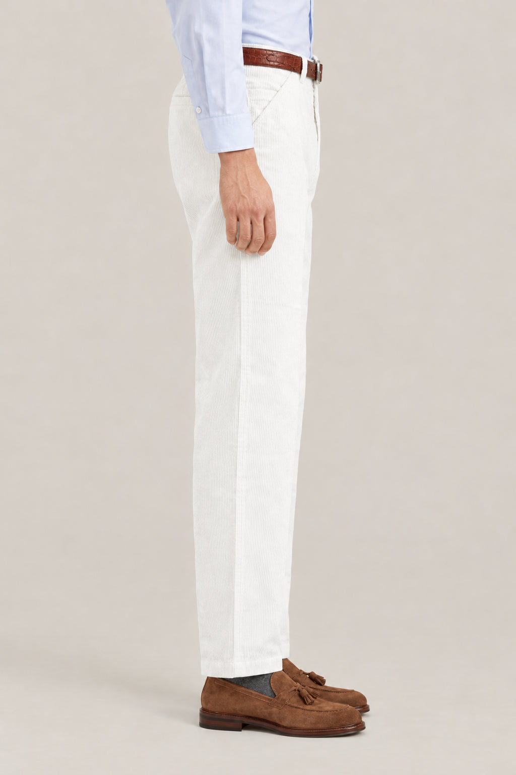 BRUNELLO CUCINELLI MEN'S SNOW COTTON STRAIGHT TROUSERS