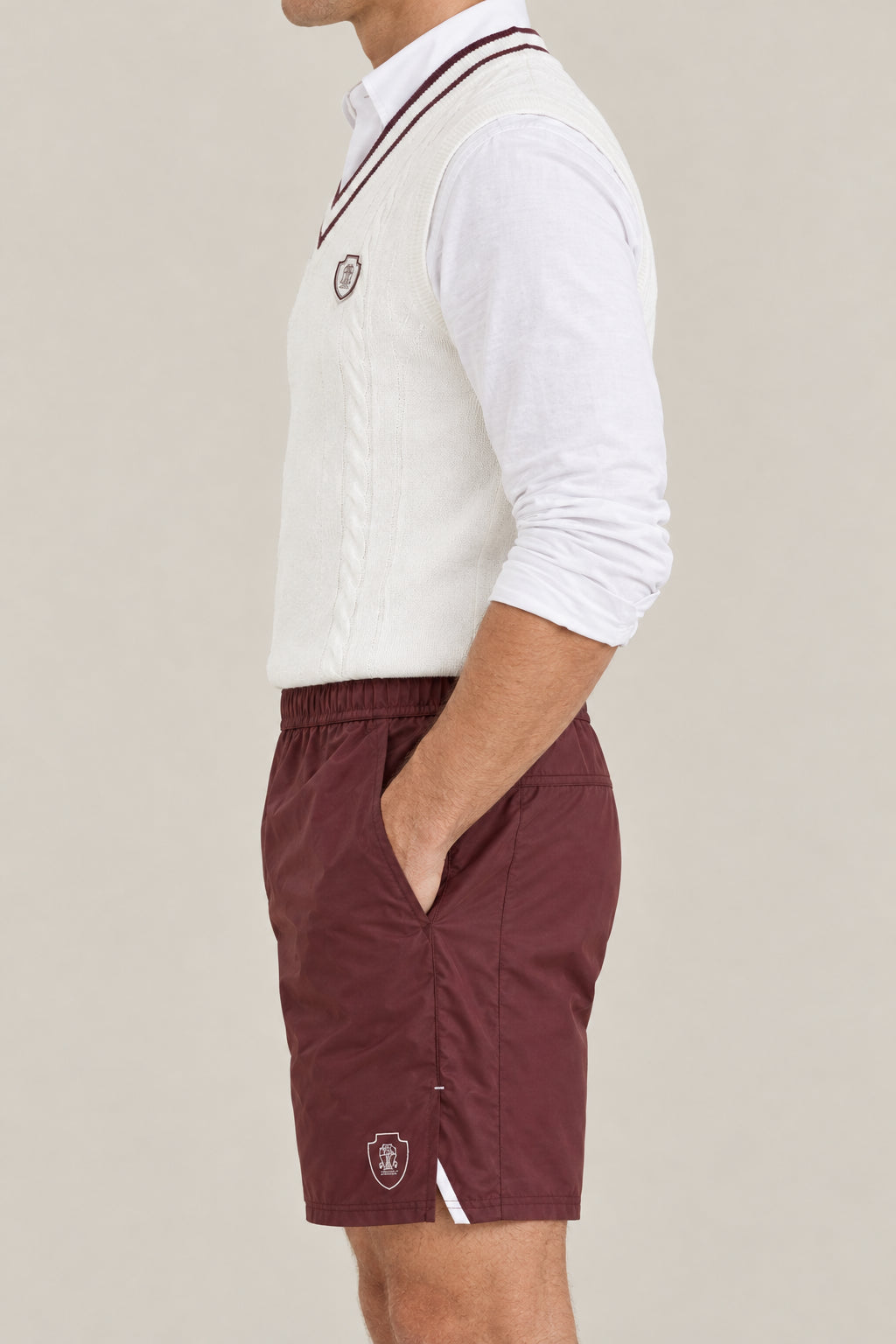 BRUNELLO CUCINELLI MEN'S AMARANTH ATHLETIC SHORTS