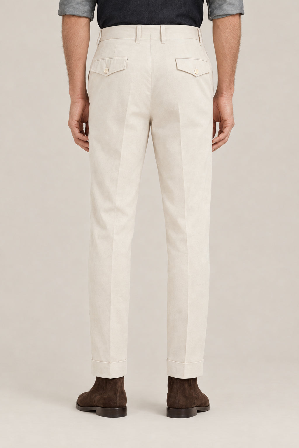 BRUNELLO CUCINELLI MEN'S FLAX SEEDS COTTON WOOL BLEND PLEATED TROUSERS