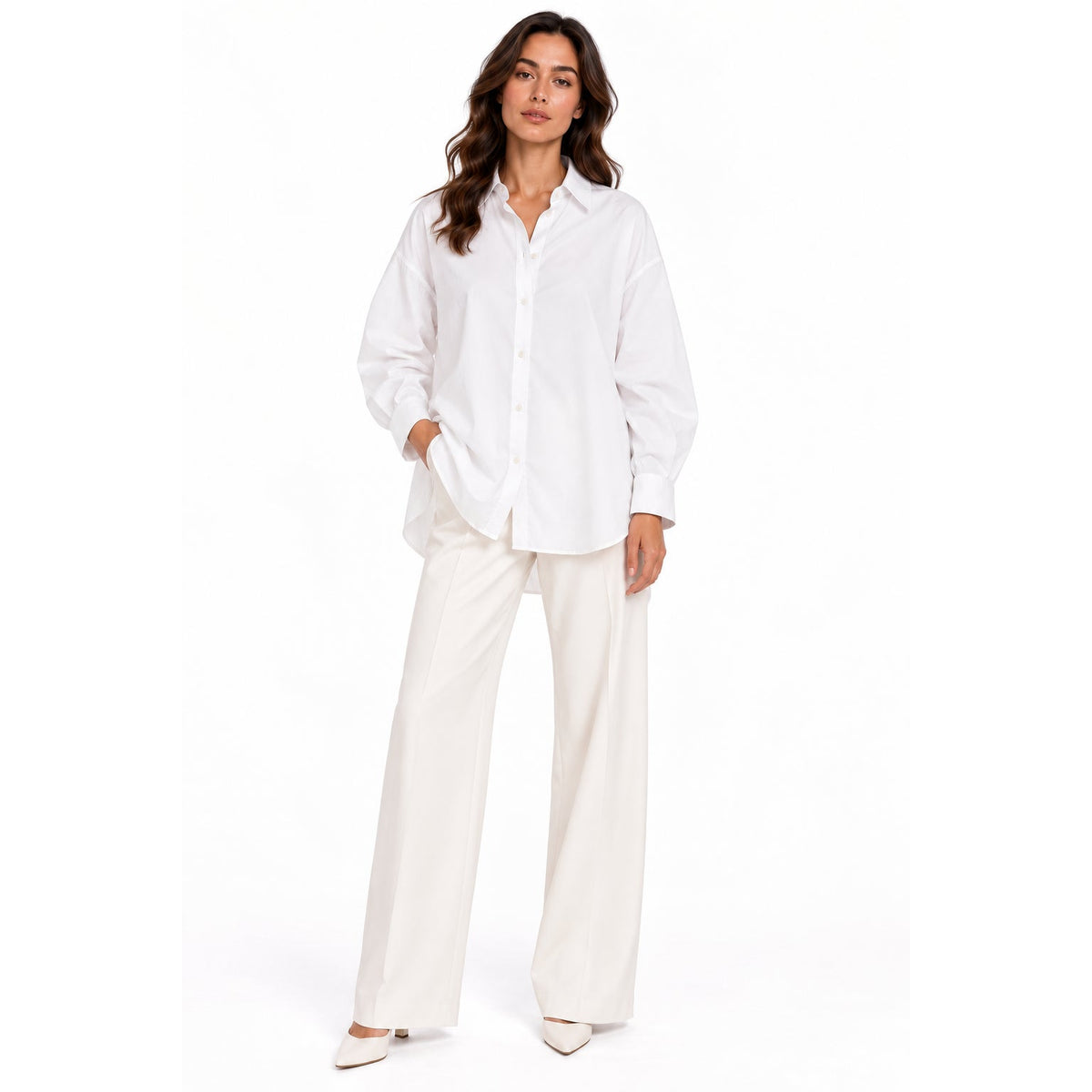 Peserico White Long Sleeve Button Up Shirt