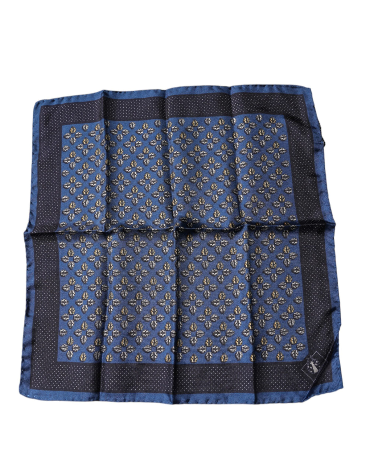 Dolce & Gabbana Blue Lady Bug Silk Square Handkerchief Scarf