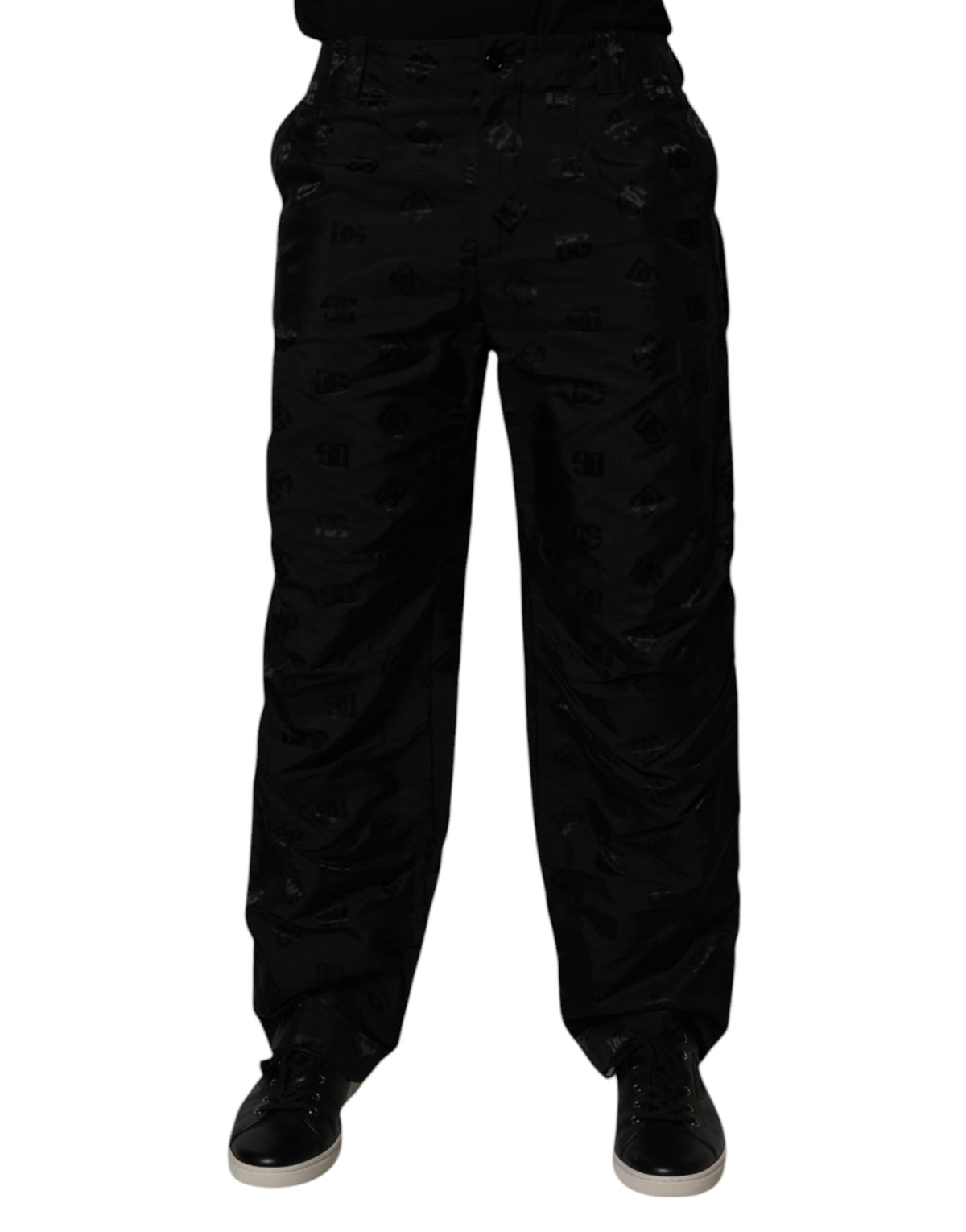 Dolce & Gabbana Black Logo Monogram Straight Pants