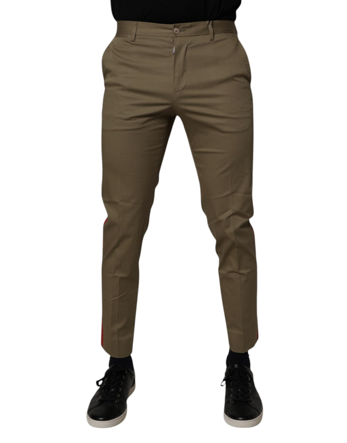 Dolce & Gabbana Dark Khaki Cotton Tapered Pants
