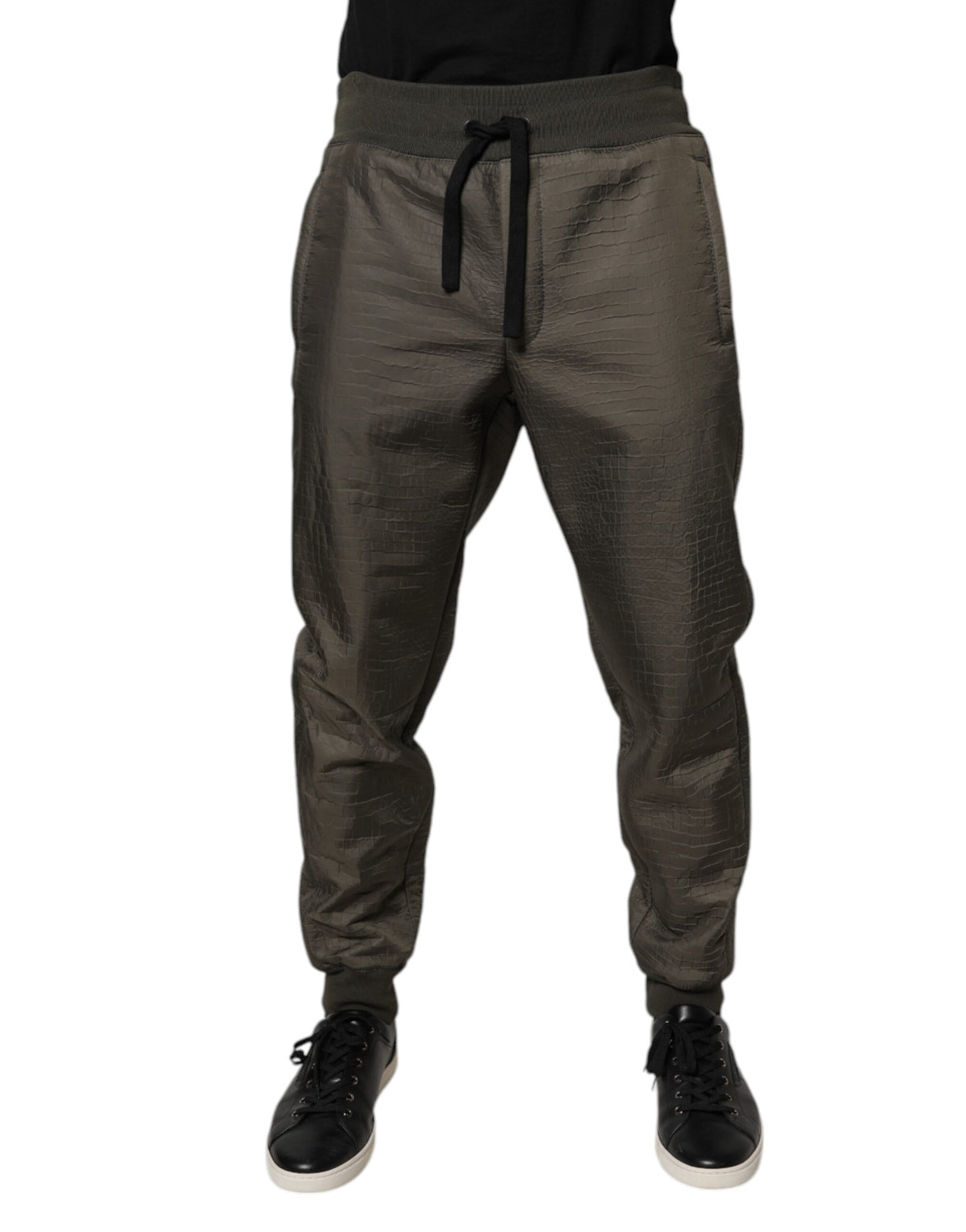 Dolce & Gabbana Brown Lambskin Leather Men Sweatpants Pants