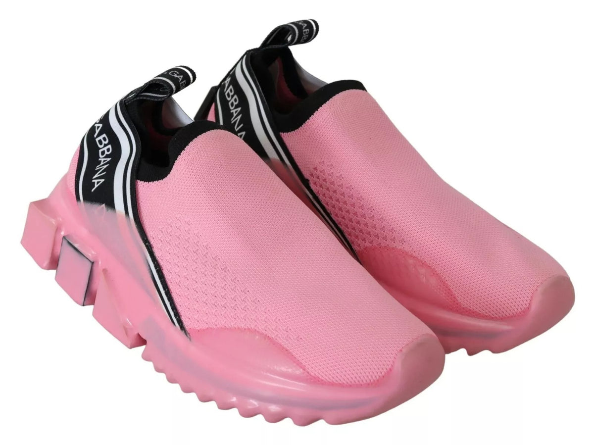 Dolce & Gabbana Pink Low Top Sorrento Sneakers Slip On Casual Shoes