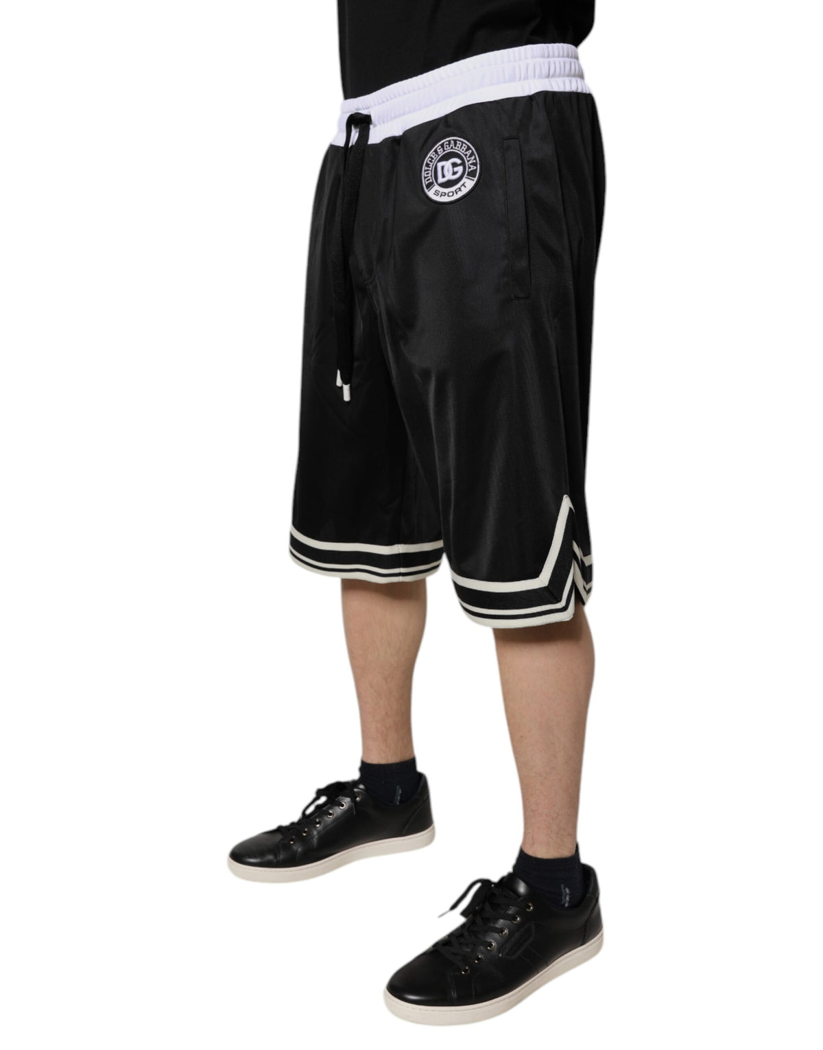 Dolce & Gabbana Black White Men Bermuda Sweatshorts Shorts