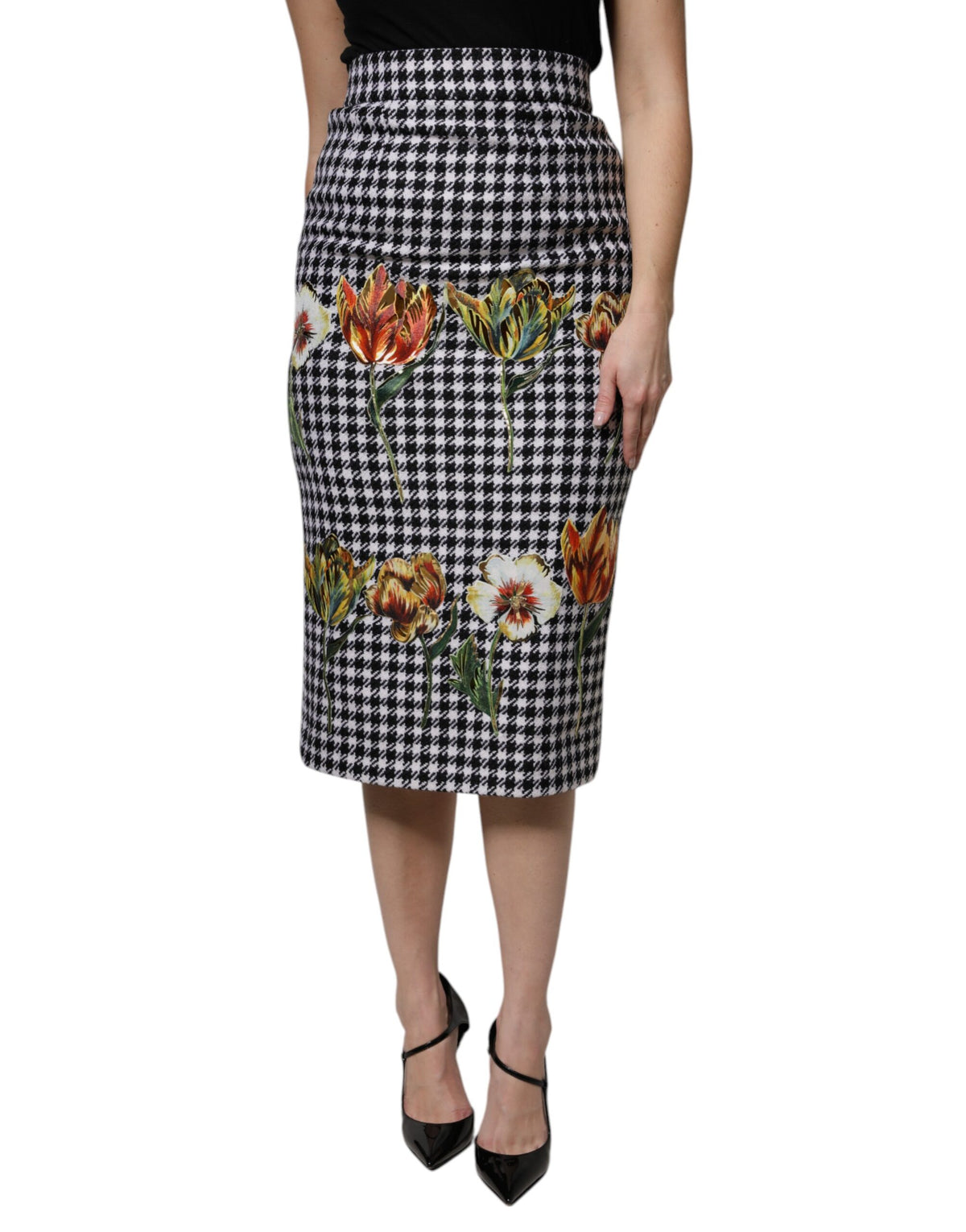 Dolce & Gabbana Multicolor Floral Print High Waist Pencil Cut Skirt