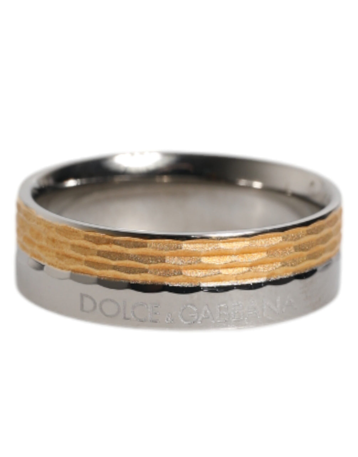 Dolce & Gabbana Gold Silver Tone Real Brass DG Logo Ring