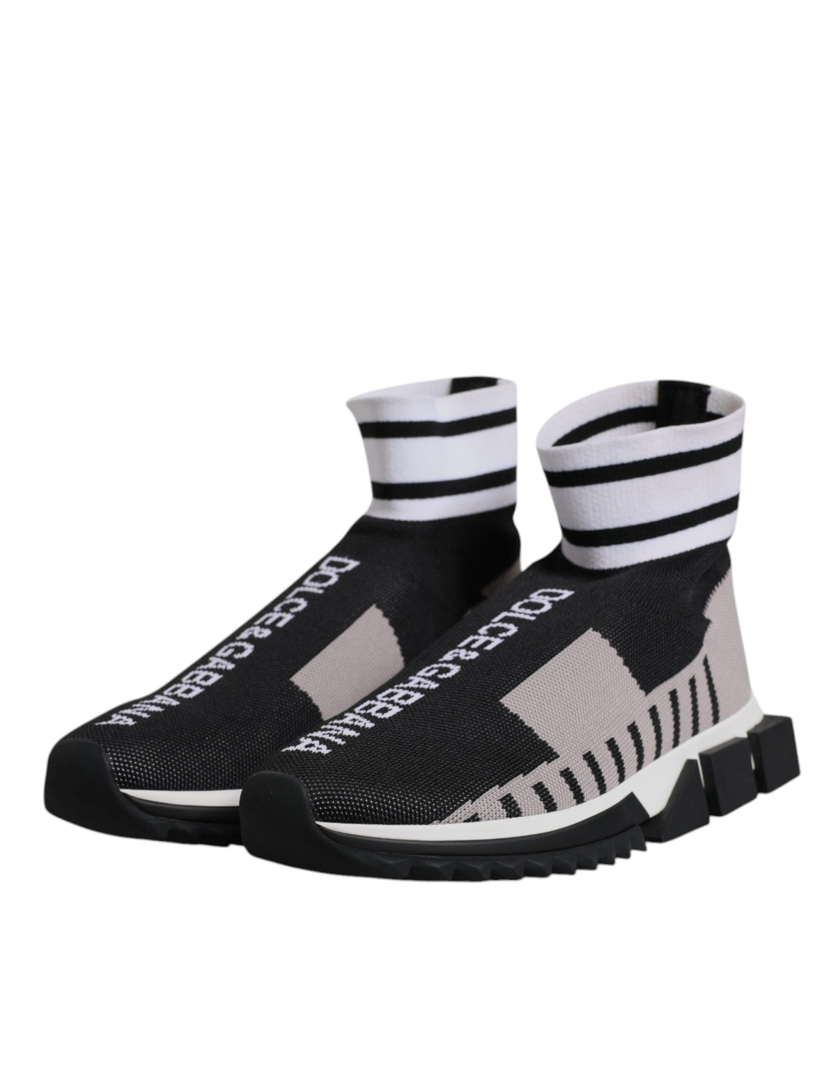 Dolce & Gabbana Black Gray Sorrento Socks Women Sneakers Shoes