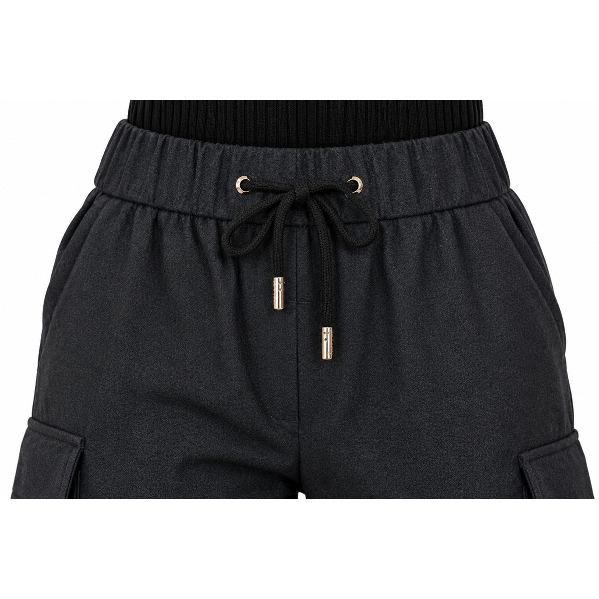 Peserico Drawstring Waistband Cropped Track Pants Black Size 38