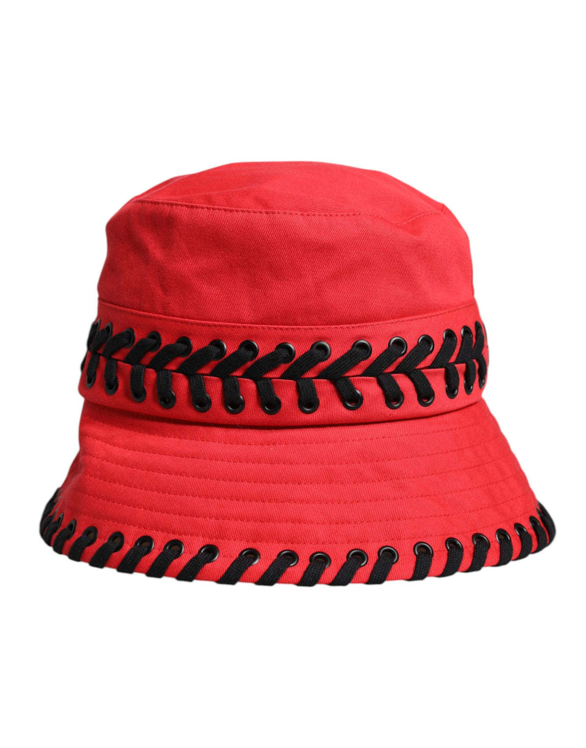Dolce & Gabbana Red Lace Polyester Wide Brim Bucket Hat