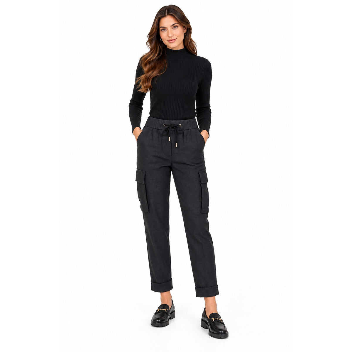 Peserico Drawstring Waistband Cropped Track Pants Black Size 38