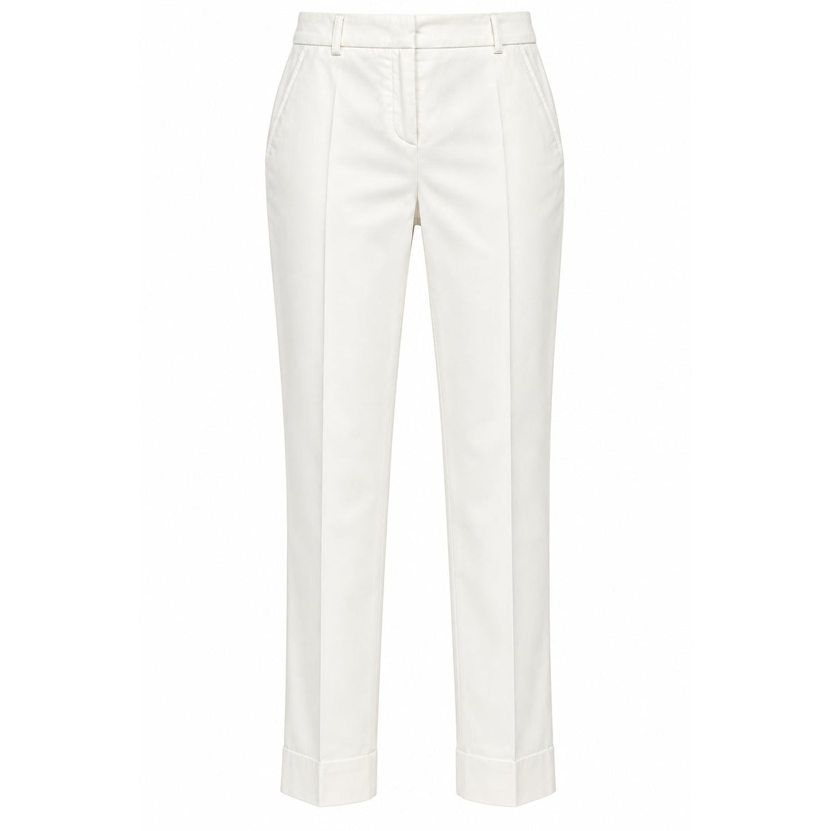 Peserico White High Waist Straight Leg Trousers Pants