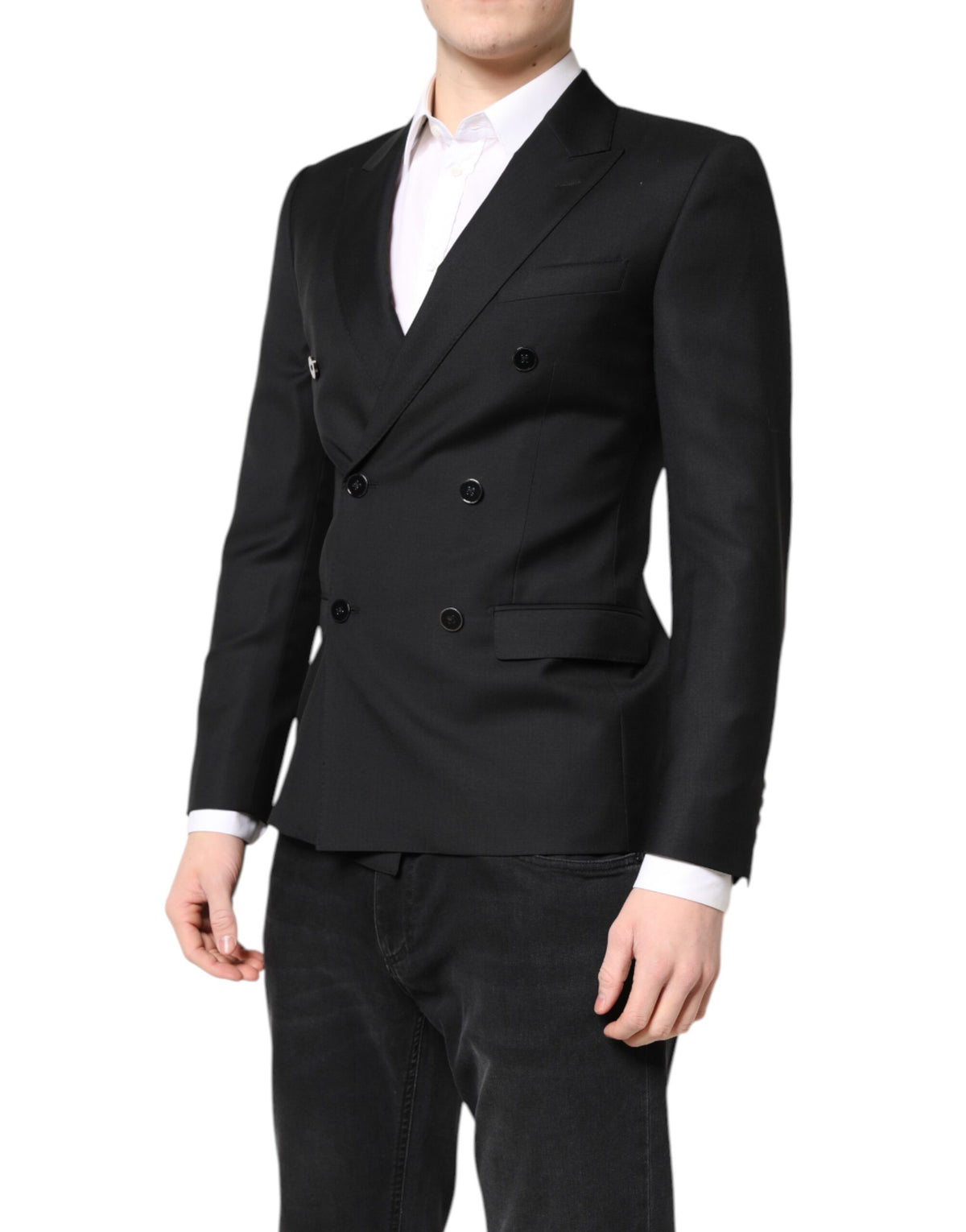 Dolce & Gabbana Black MARTINI Double Breasted Coat Blazer
