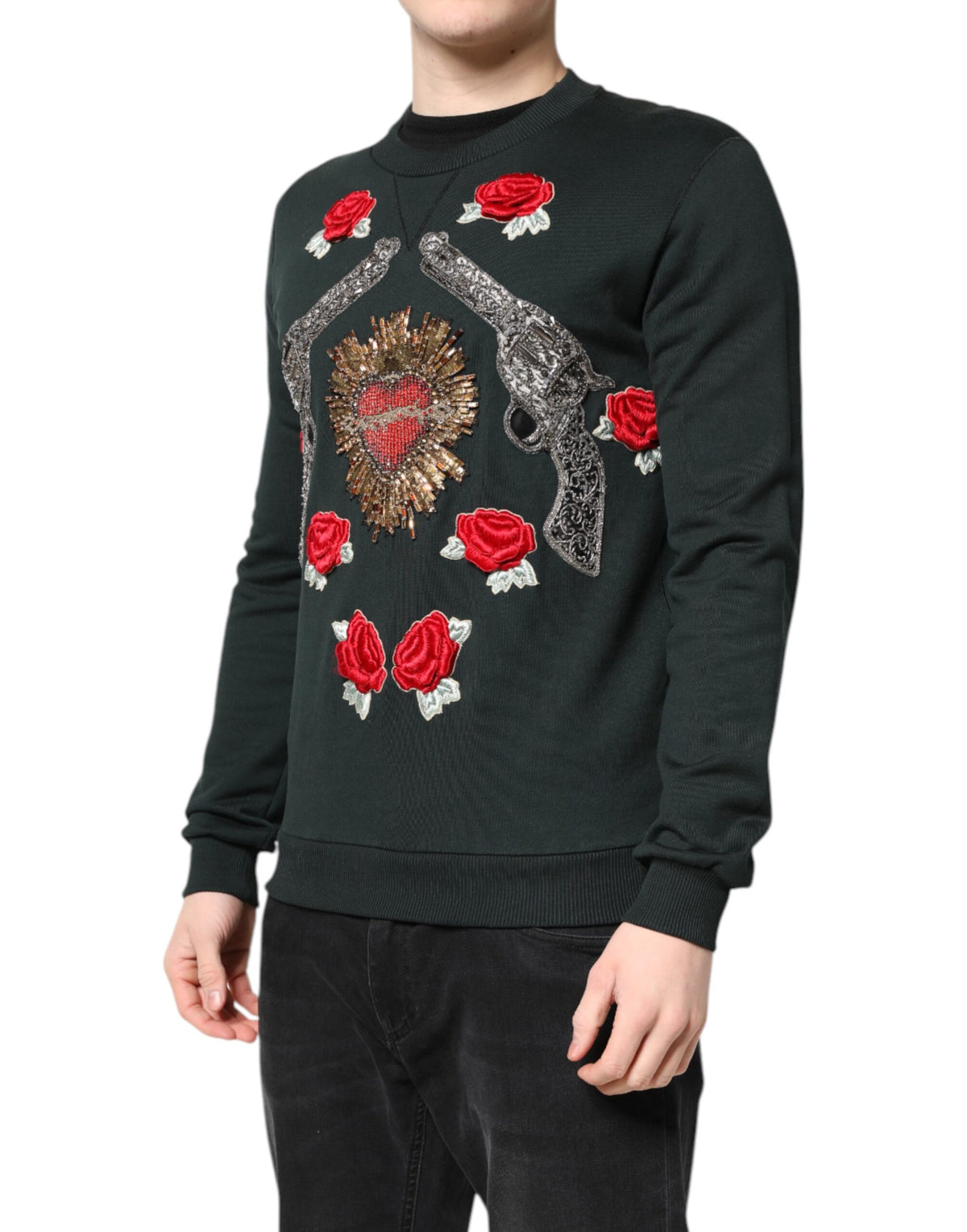 Dolce & Gabbana Black Sequined Embellished Pullover Sweater
