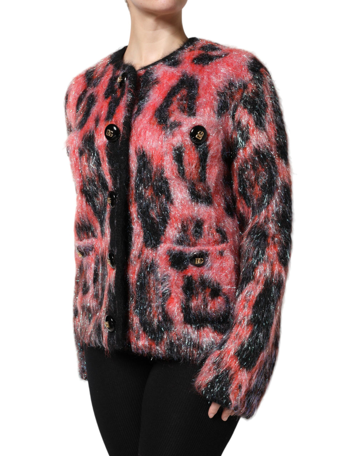 Dolce & Gabbana Red Mohair Wool Button Down Cardigan Sweater