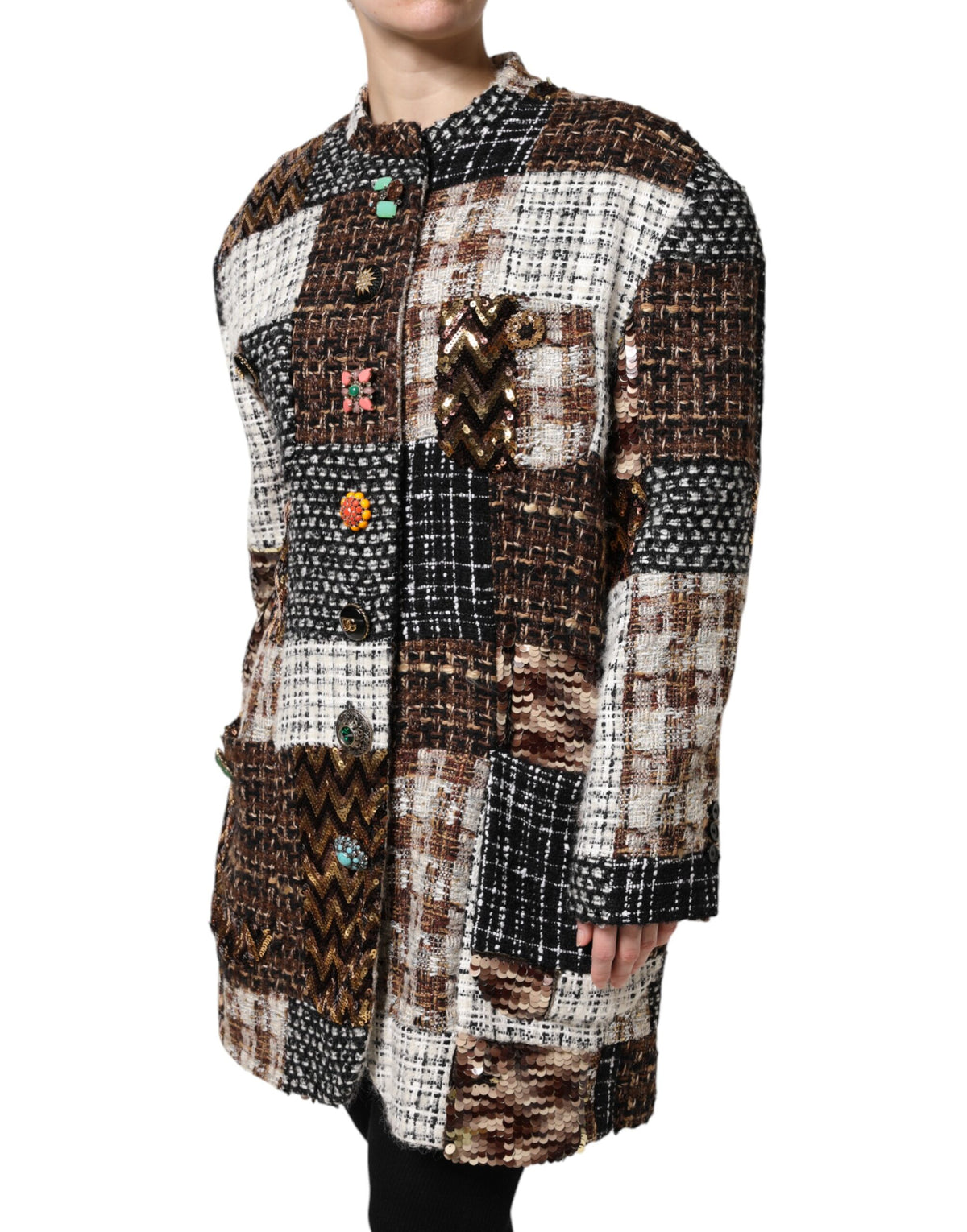 Dolce & Gabbana Multicolor Patchwork Button Down Jacket