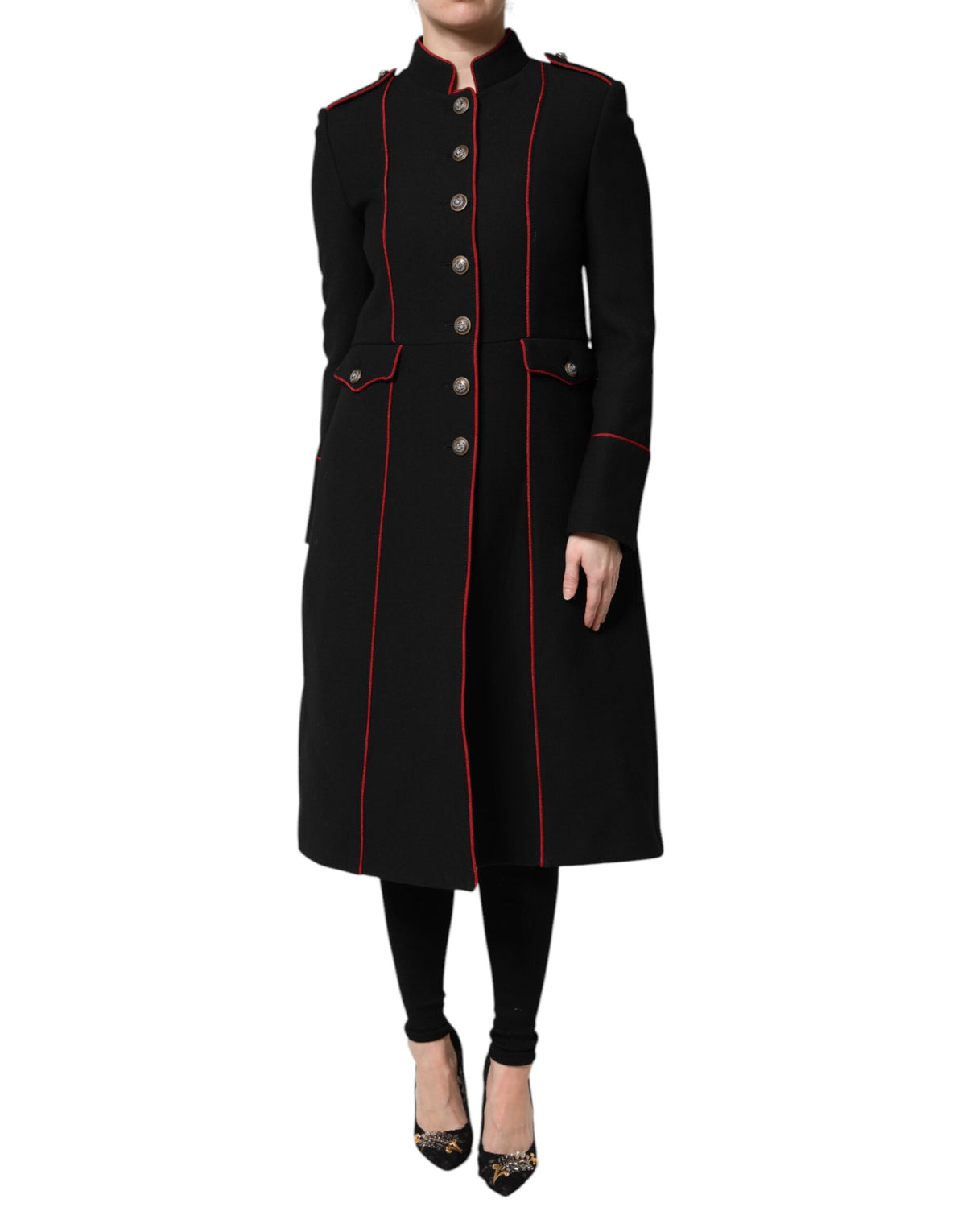 Dolce & Gabbana Black Wool Single Breasted Trench Coat Jacket