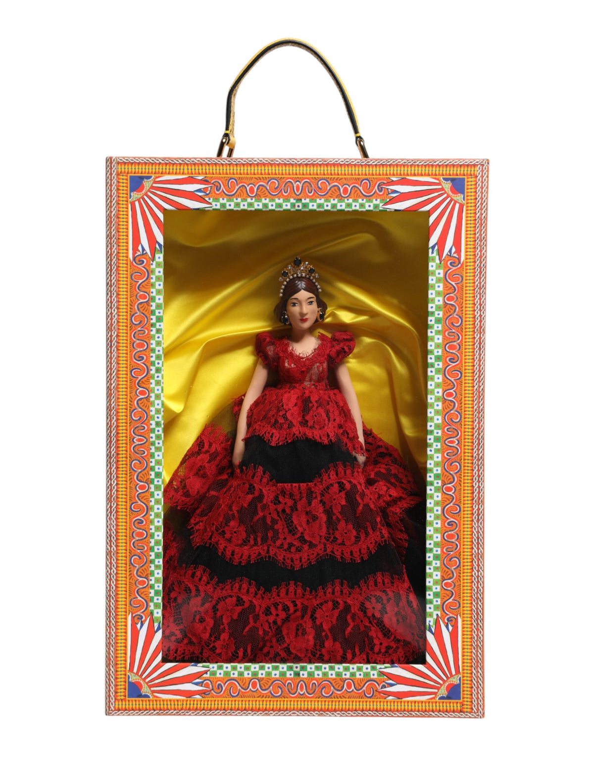 Dolce & Gabbana Red Dress Ceramic Porcelain Fashion Box Leather Sicily Dolls