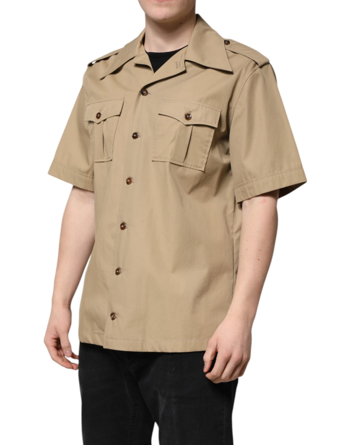 Dolce & Gabbana Brown Graphic Print Short Sleeves Shirt