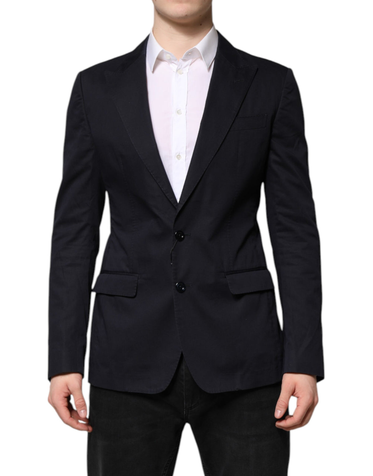 Dolce & Gabbana Dark Blue TAORMINA Cotton Blazer Suit Jacket