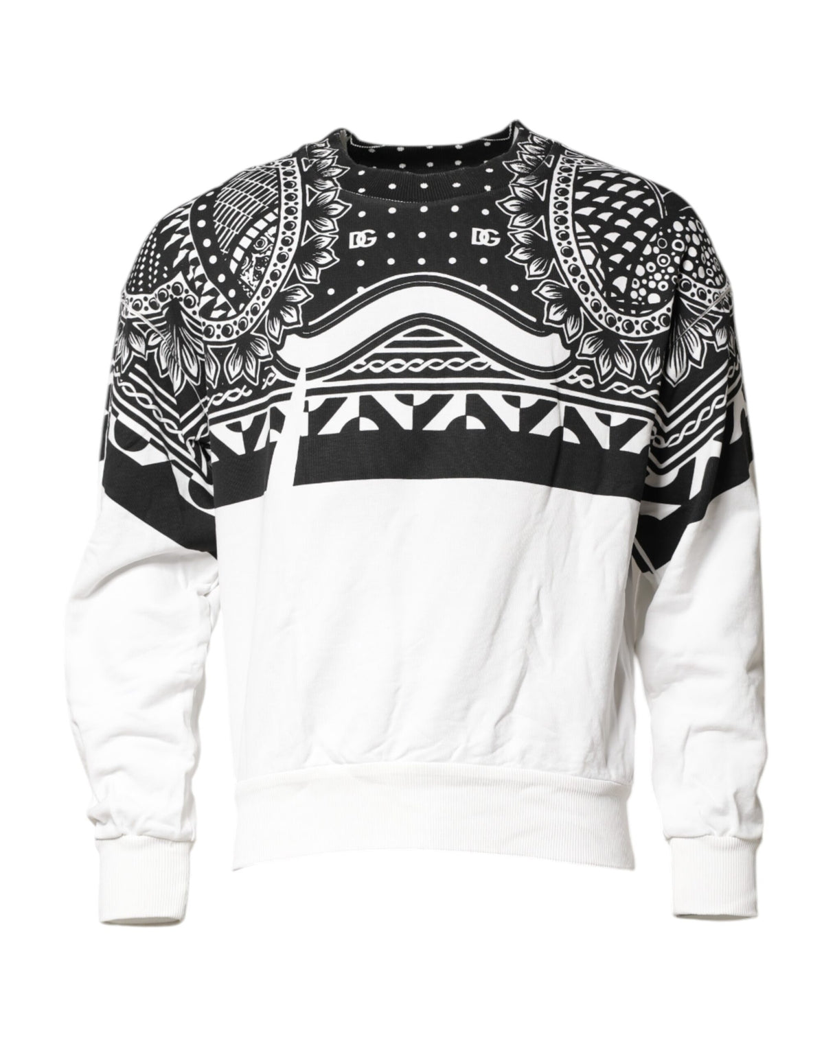Dolce & Gabbana Black White Bandana Cotton Men Sweatshirt Sweater