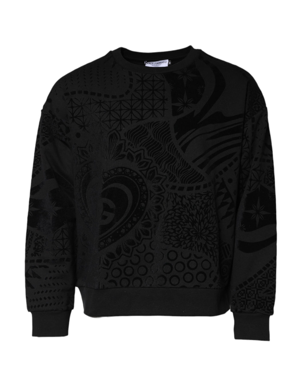 Dolce & Gabbana Black Printed Crew Neck Sweatshirt Sweater