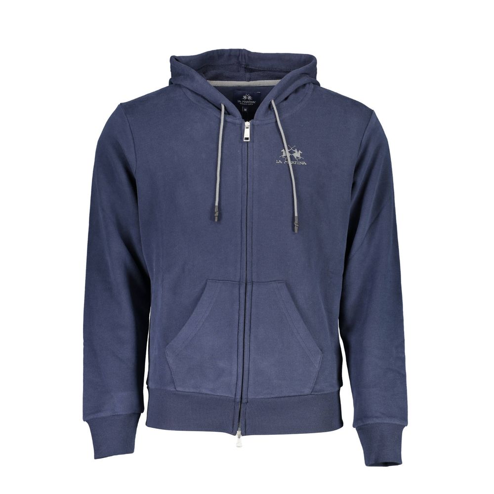 La Martina Blue Cotton Men's Hooded Sweater