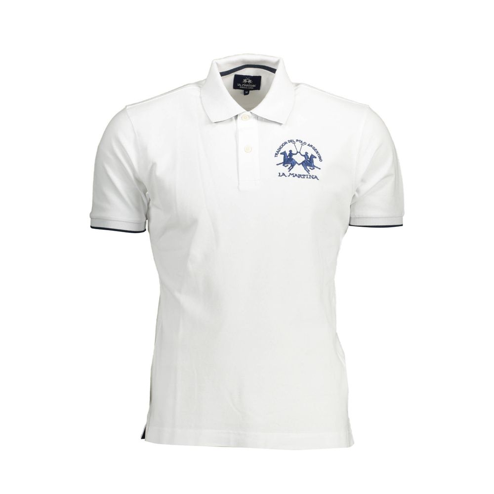 La Martina White Cotton Men Polo Shirt